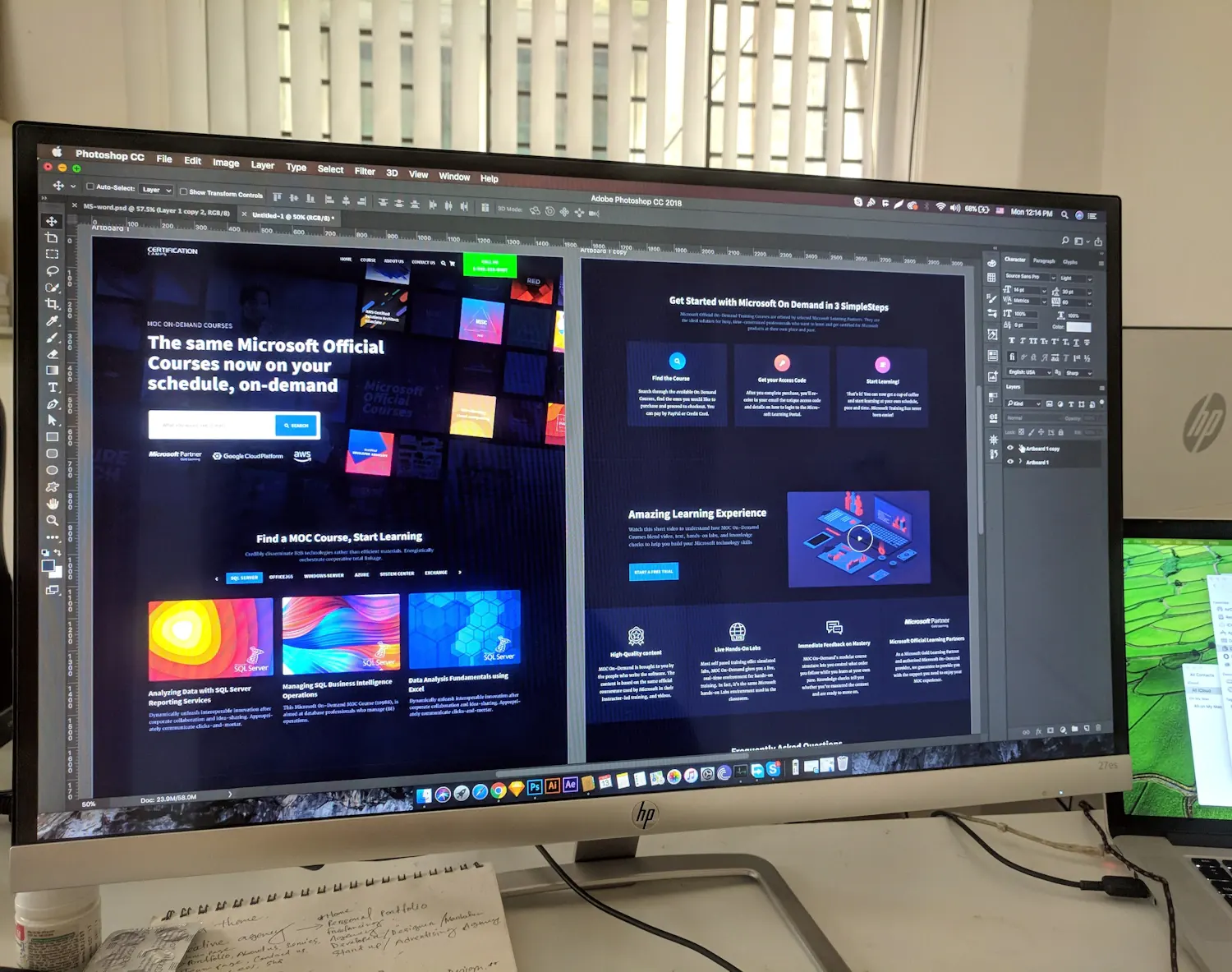 Interface digitale affichée sur un écran de travail